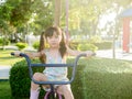 Asian baby child playing on playground, Royalty Free Stock Photo