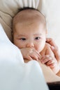 Asian baby drinking breastmilk Royalty Free Stock Photo
