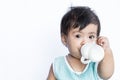 Asian baby drinking milk from Baby bottle Royalty Free Stock Photo