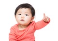 Asian baby girl finger pointing front Royalty Free Stock Photo