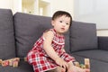 Asian baby girl play with toy block Royalty Free Stock Photo