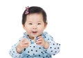 Asian baby girl play with toy block Royalty Free Stock Photo