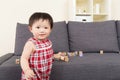 Asian baby girl play with wooden block Royalty Free Stock Photo