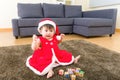 Asian baby girl playing toy block Royalty Free Stock Photo