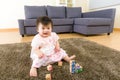 Asian baby girl playing toy block Royalty Free Stock Photo