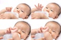 Asian baby infant enjoy drinking water from bottle Royalty Free Stock Photo