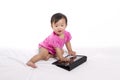 Asian baby with ipad