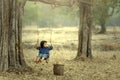 Asian baby on swing,Sakonnakhon,Thailand Royalty Free Stock Photo
