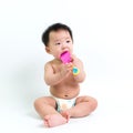 Asian baby wearing diaper