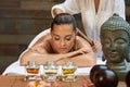 Asian back massage theraphy spa hot stone