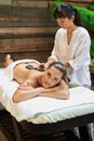 Asian back massage therapy spa hot stone