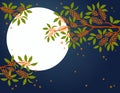 Asian background with osmanthus flowers, moon Royalty Free Stock Photo