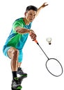 Asian badminton player man isolated Royalty Free Stock Photo