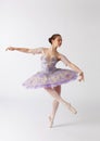 Asian ballet dancer violet wearing tutu Royalty Free Stock Photo