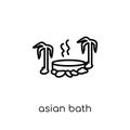 Asian bath icon. Trendy modern flat linear vector Asian bath icon on white background from thin line sauna collection