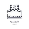 asian bath outline icon. isolated line vector illustration from sauna collection. editable thin stroke asian bath icon on white