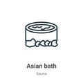 Asian bath outline vector icon. Thin line black asian bath icon, flat vector simple element illustration from editable sauna
