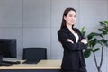 Asian beautiful businesswoman success standing crossed arms and smiling at work office happily. Work from home