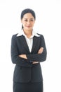 Asian beautiful, smart and young business woman happy and confidence  in successful on isolated white background Royalty Free Stock Photo