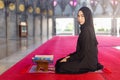 Asian beautiful young muslim wearing black hijab woman.