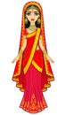 Asian beauty. Animation portrait of the young Indian girl in traditional clothes. Fairy tale princess.