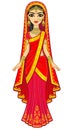 Asian beauty. Animation portrait of the young Indian girl in traditional clothes. Fairy tale princess.