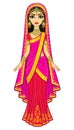 Asian beauty. Animation portrait of the young Indian girl in traditional clothes. Fairy tale princess.