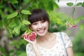Asian beauty with flowers Royalty Free Stock Photo