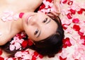 Asian beauty Girl smiling close-up with rose Royalty Free Stock Photo