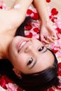 Asian beauty Girl smiling close-up with rose Royalty Free Stock Photo