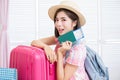 Asian beauty ready for travel Royalty Free Stock Photo