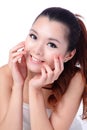 Asian beauty skin care woman smiling close-up Royalty Free Stock Photo