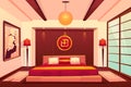 Asian bedroom, chinese, japanese, eastern room Royalty Free Stock Photo