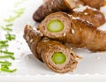 Asian beef rolls with asparagus