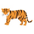 Asian bengal tiger, cartoon vector illustration