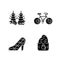 Asian black glyph icons set on white space. Royalty Free Stock Photo