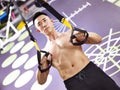 Asian body builder exercising in gym Royalty Free Stock Photo