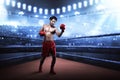 Asian boxer guy training uppercut before the game Royalty Free Stock Photo