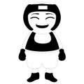 Asian boxing player cartoon character