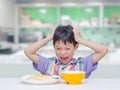 Child don`t want to eat food for lunch