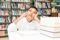 Asian boy doing homework . Royalty Free Stock Photo