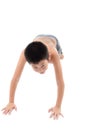 Asian boy doing plank exercise on white Royalty Free Stock Photo