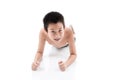 Asian boy doing plank exercise on white Royalty Free Stock Photo