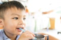 Asian boy is drinking cold water Royalty Free Stock Photo