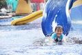 Asian boy having fun at swimming pool Royalty Free Stock Photo