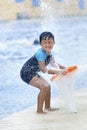 Asian boy having fun at a waterpark