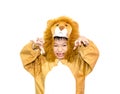 Asian boy in lion costume