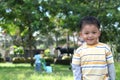 Asian boy in play ground Royalty Free Stock Photo