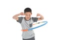 Asian boy playing with the hulahoop Royalty Free Stock Photo