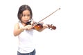 Asian boy playing violin in undershirt Royalty Free Stock Photo